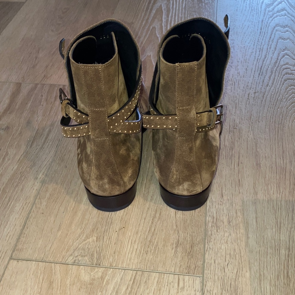Saint Laurent Tan Suede Studded Boots - Picture 5 of 7